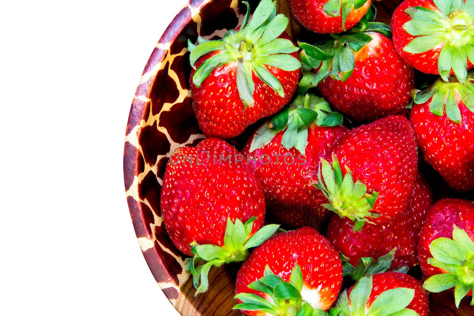 bowl with strawberries isolated on white