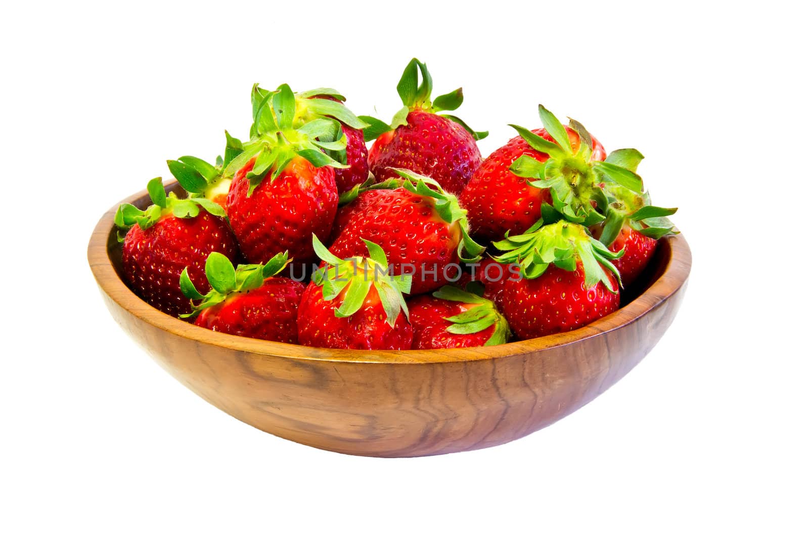 bowl with strawberries isolated on white