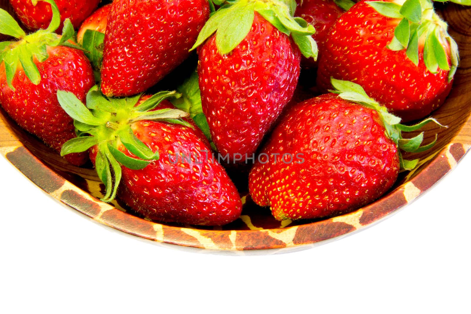 bowl with strawberries isolated on white