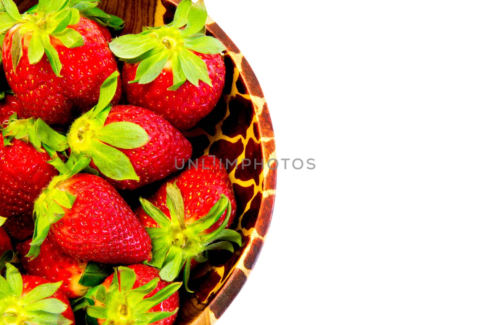 bowl with strawberries isolated on white
