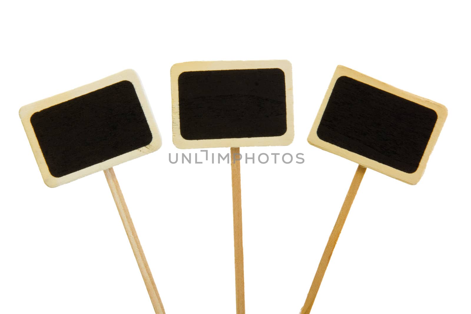 three little black boards isolated on white