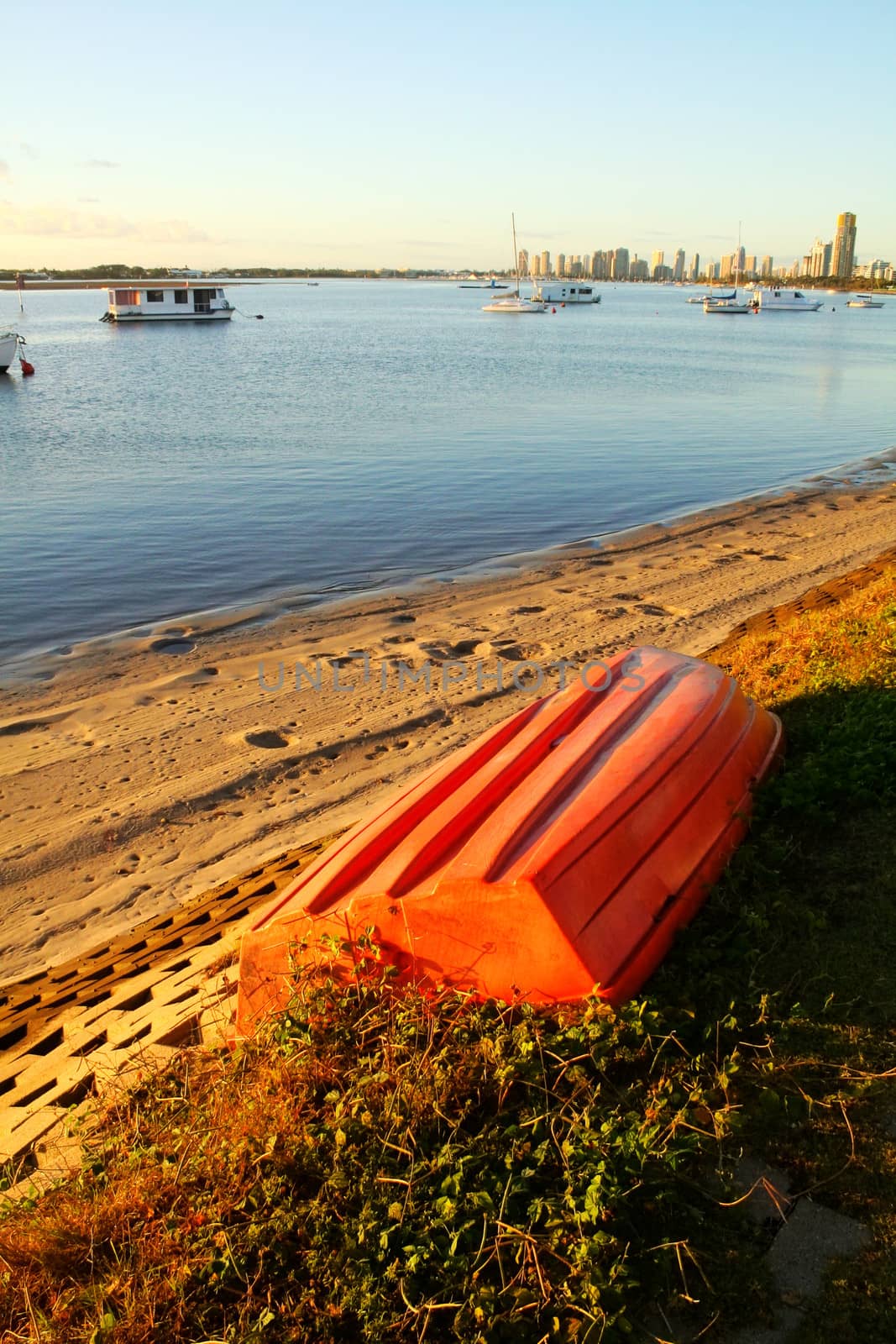 The Broadwater Gold Coast Australia with Southport and Main Beach in the background.