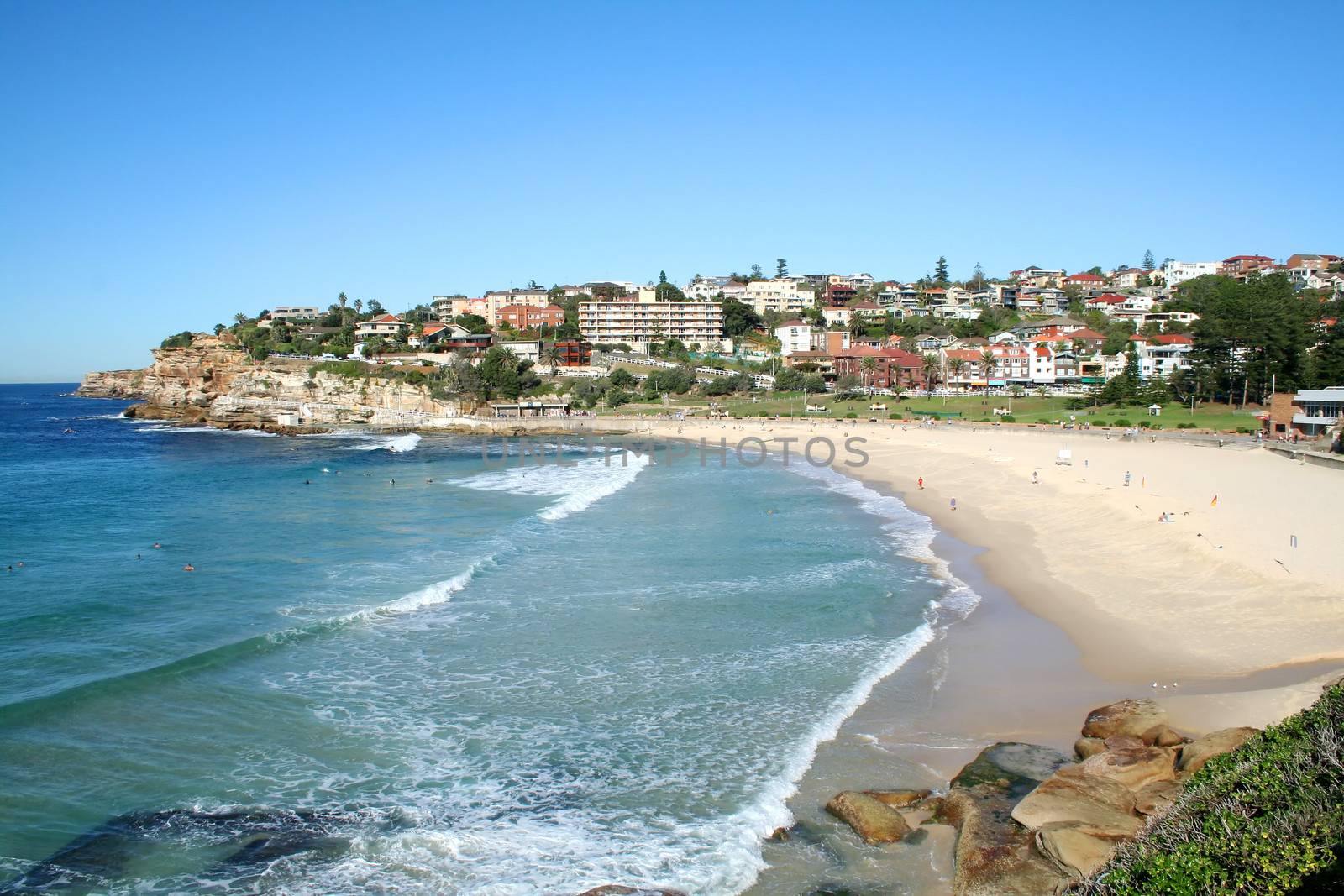 Beautiful day at Bronte Beach and village in Sydney Australia.