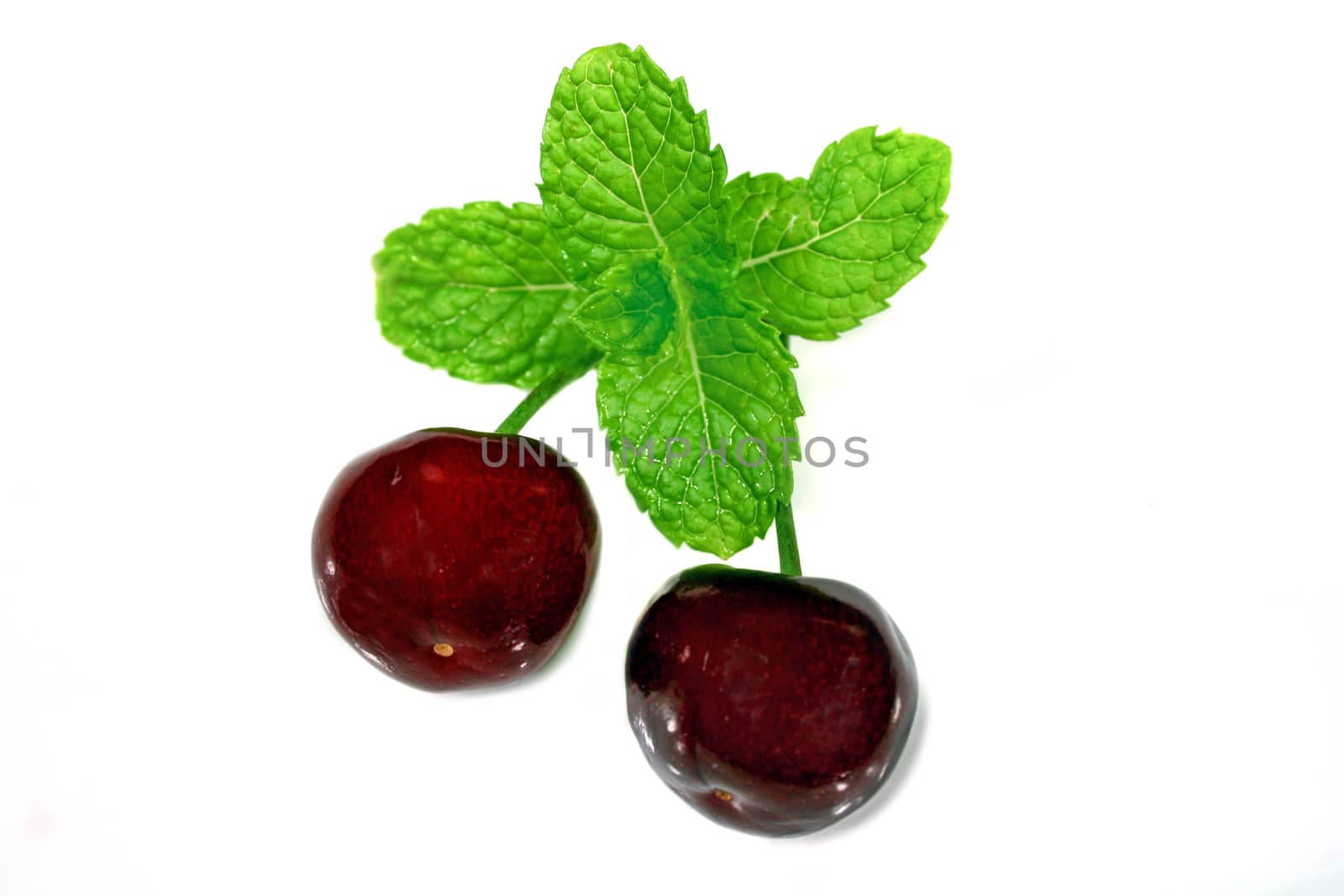 Fresh mint with season cherries.