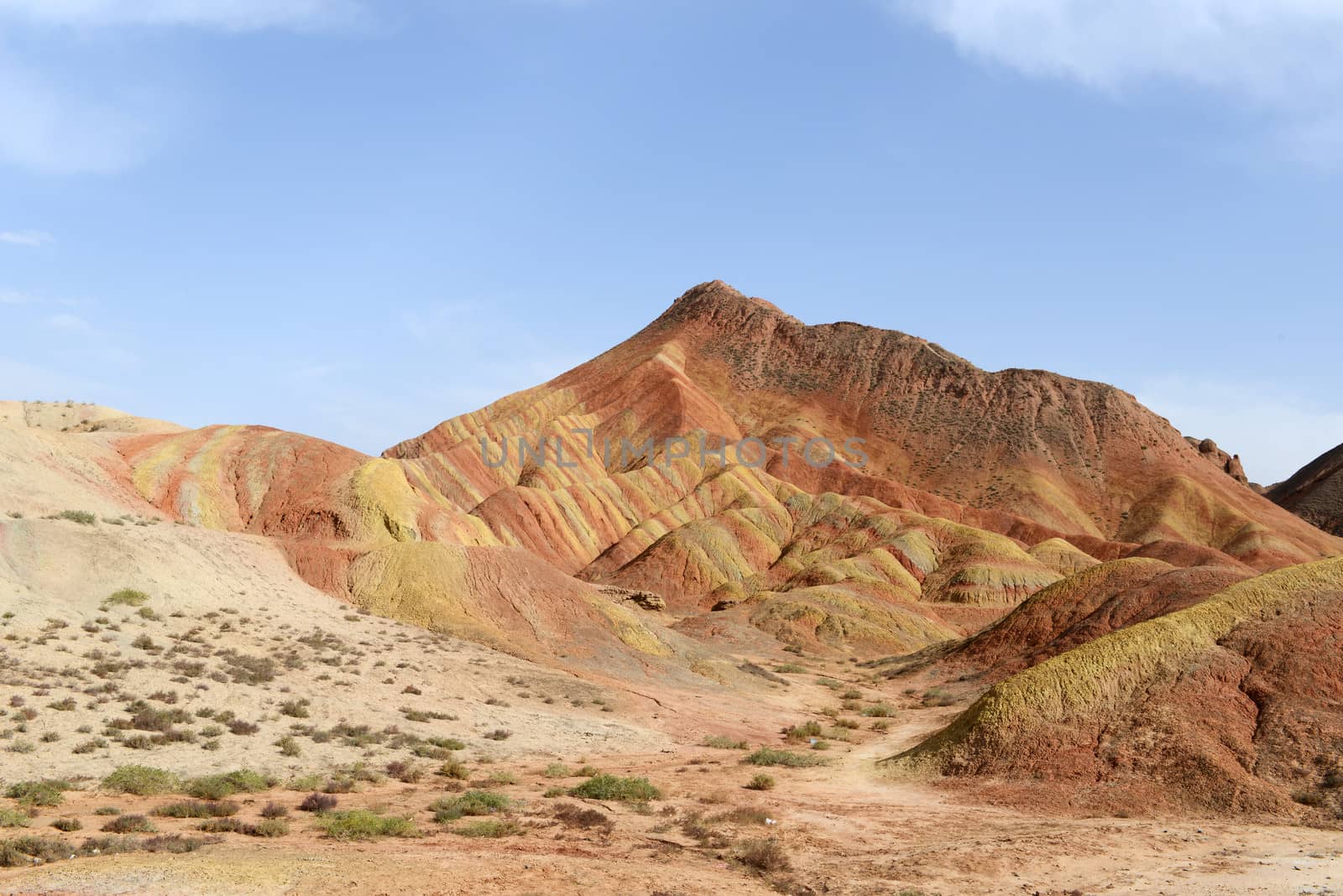 Colorful mountains of Danxia landform in Gansu, China