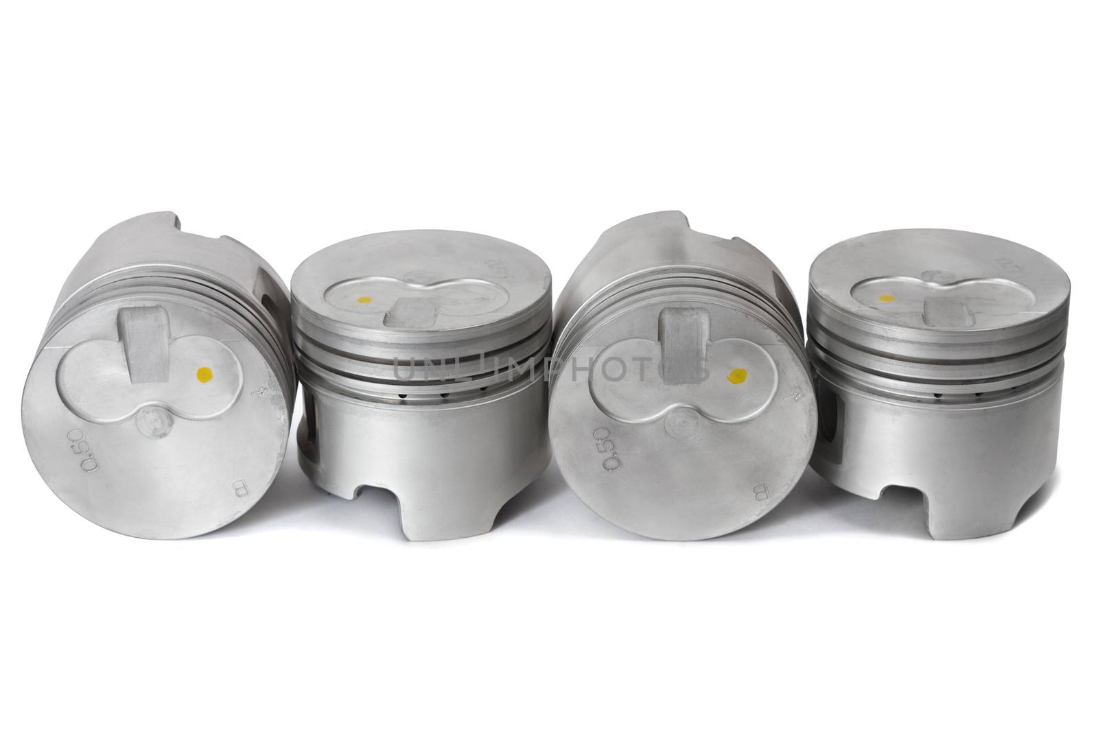 Pistons for diesel engine isolated on white background