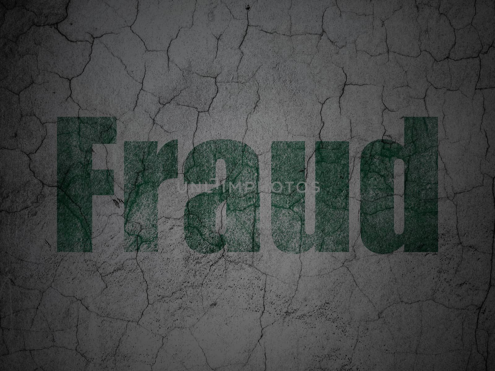 Safety concept: Green Fraud on grunge textured concrete wall background, 3d render