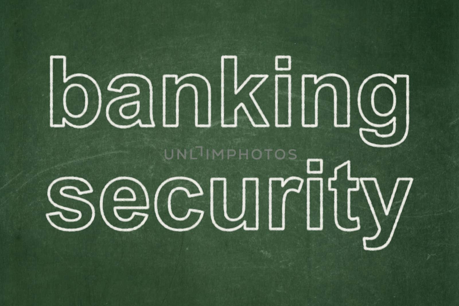 Privacy concept: text Banking Security on Green chalkboard background, 3d render
