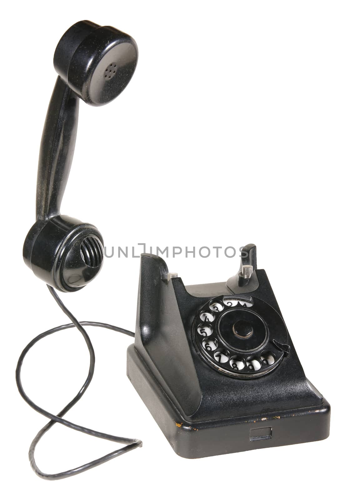 Telephone 1950 - 1960 period. Made of plastic. In many cases, the color was black