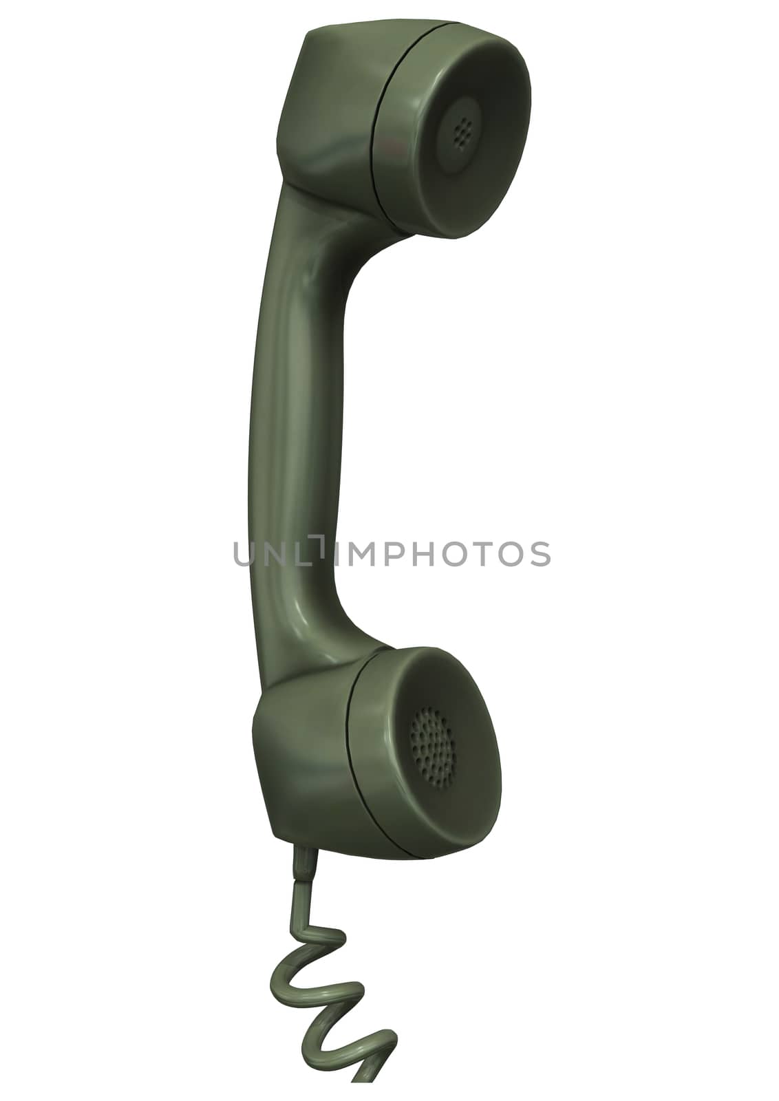 3D digital render of an old telephone receiver isolated on white background