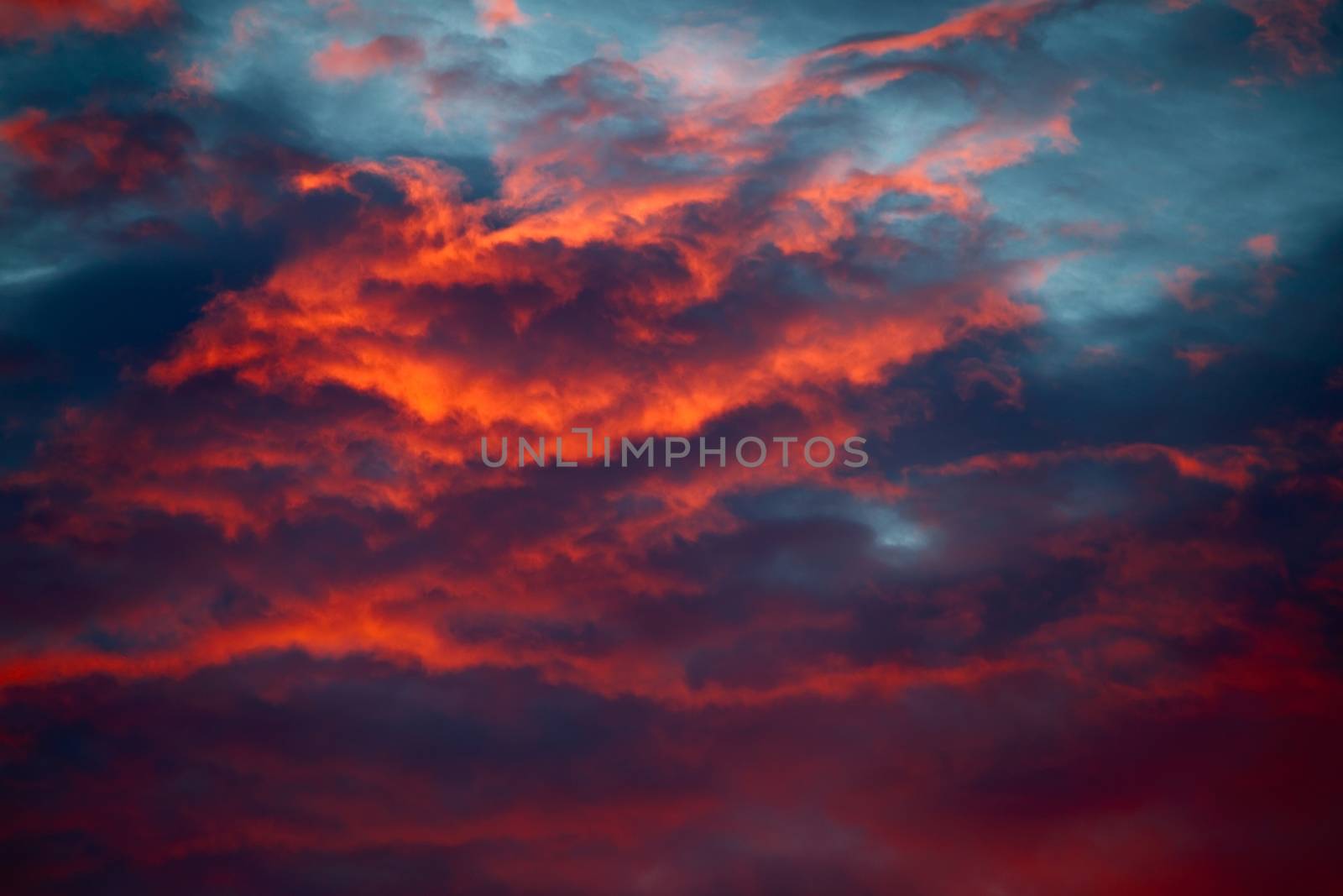 Sunset sky with dark clouds