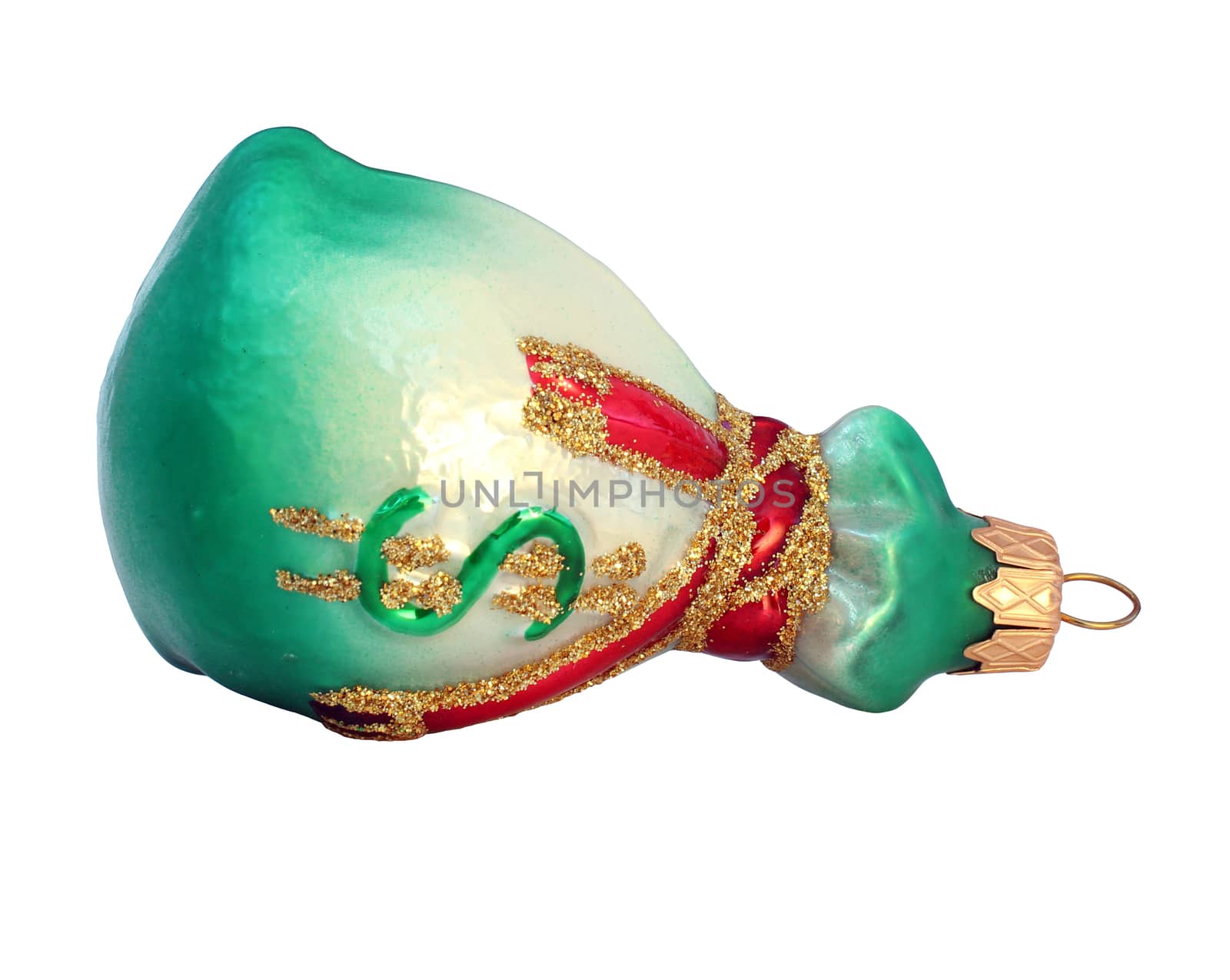 Christmas toy - money bag. Isolated on white background