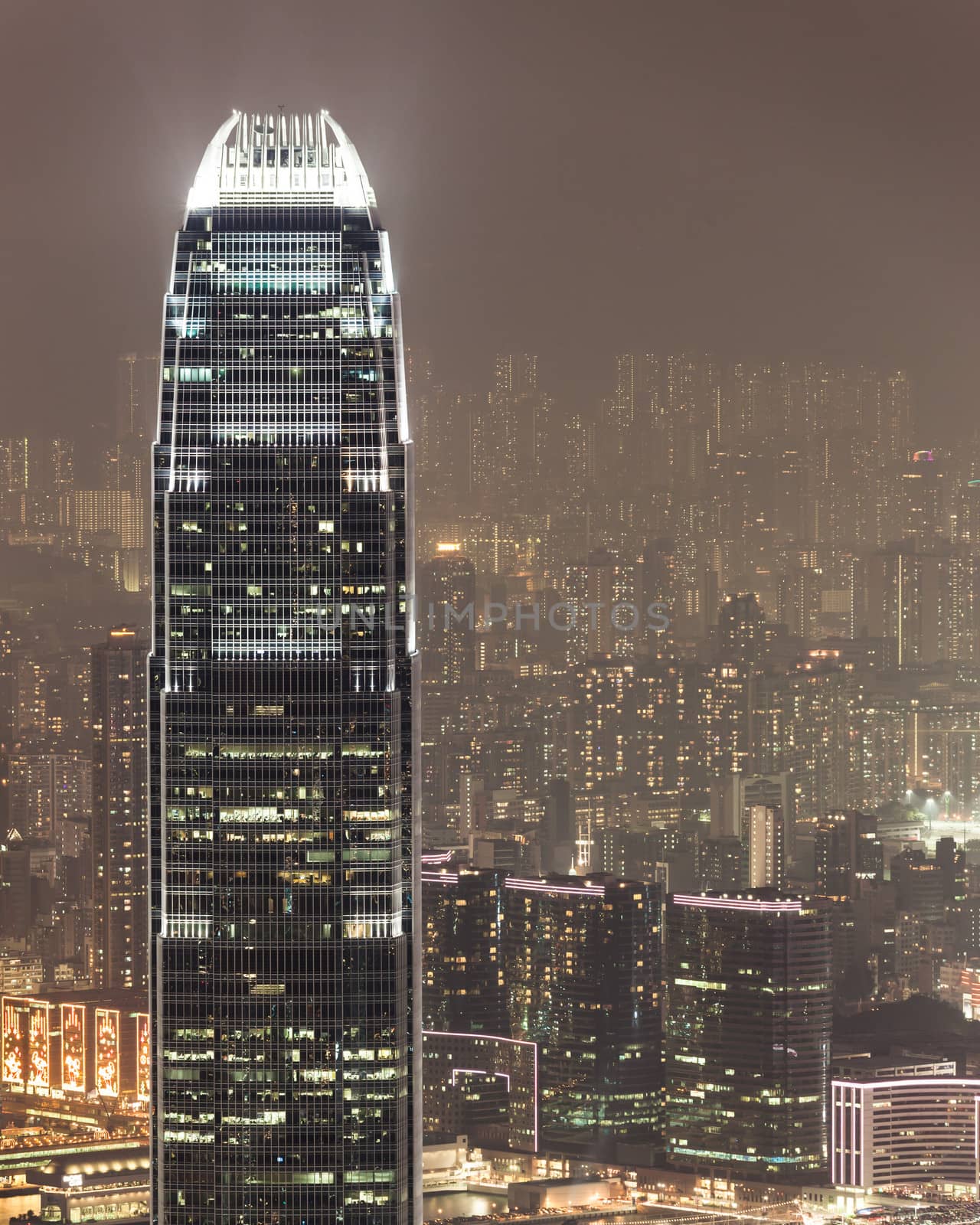 Aerial photo of IFC hong kong at night by juhku