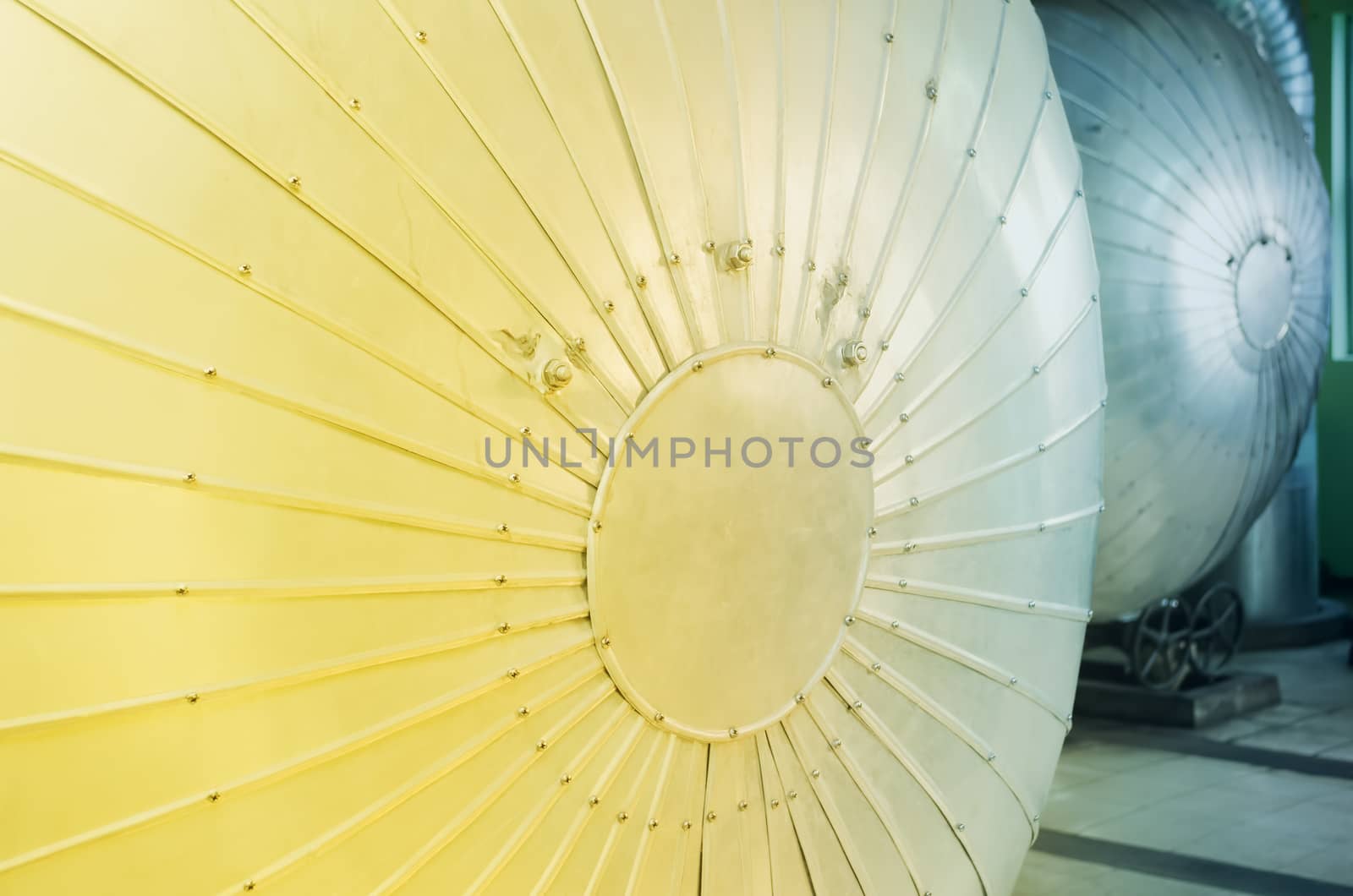 Close up of power plants steam turbine