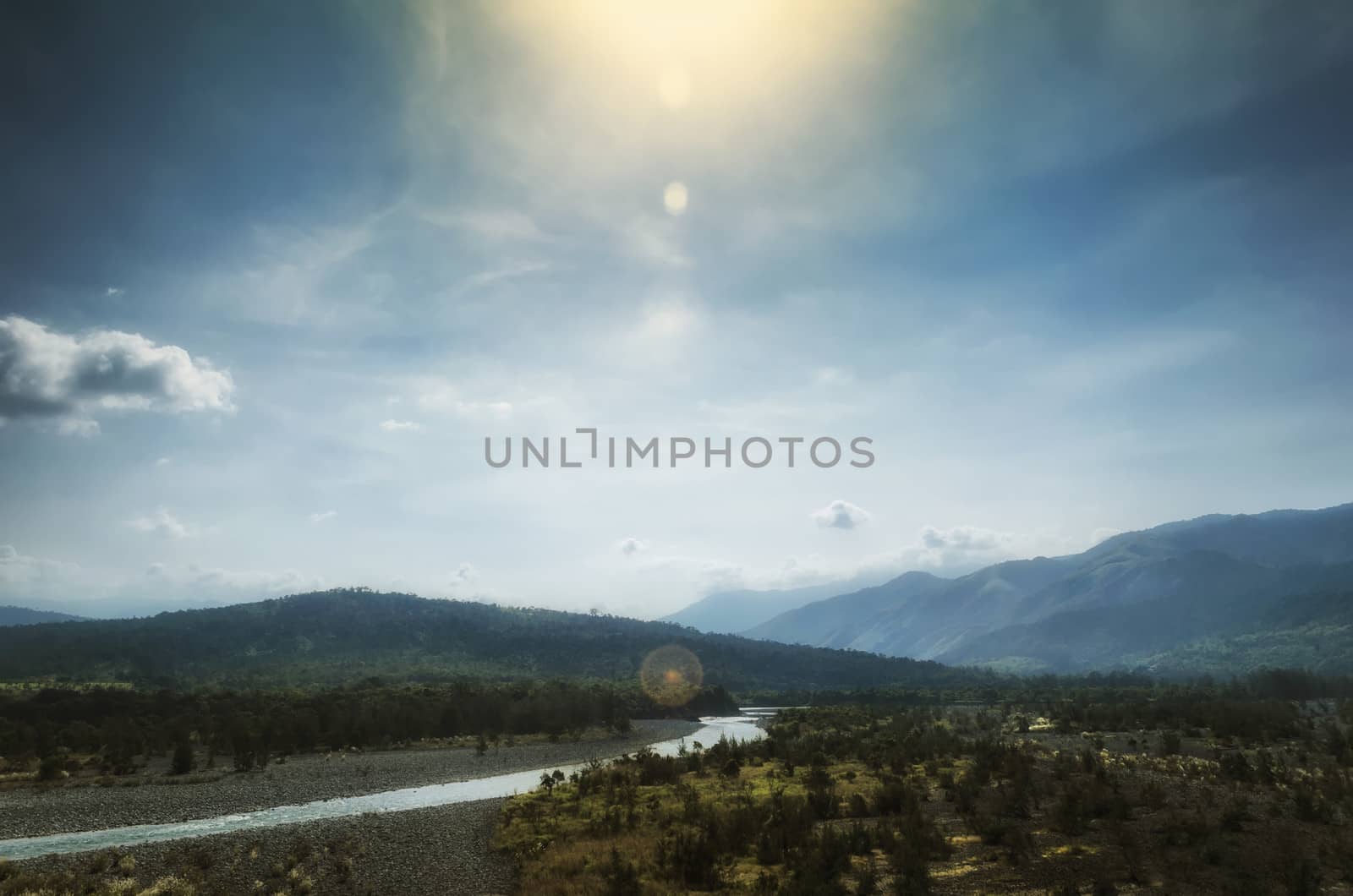 River winding across a grassy plain