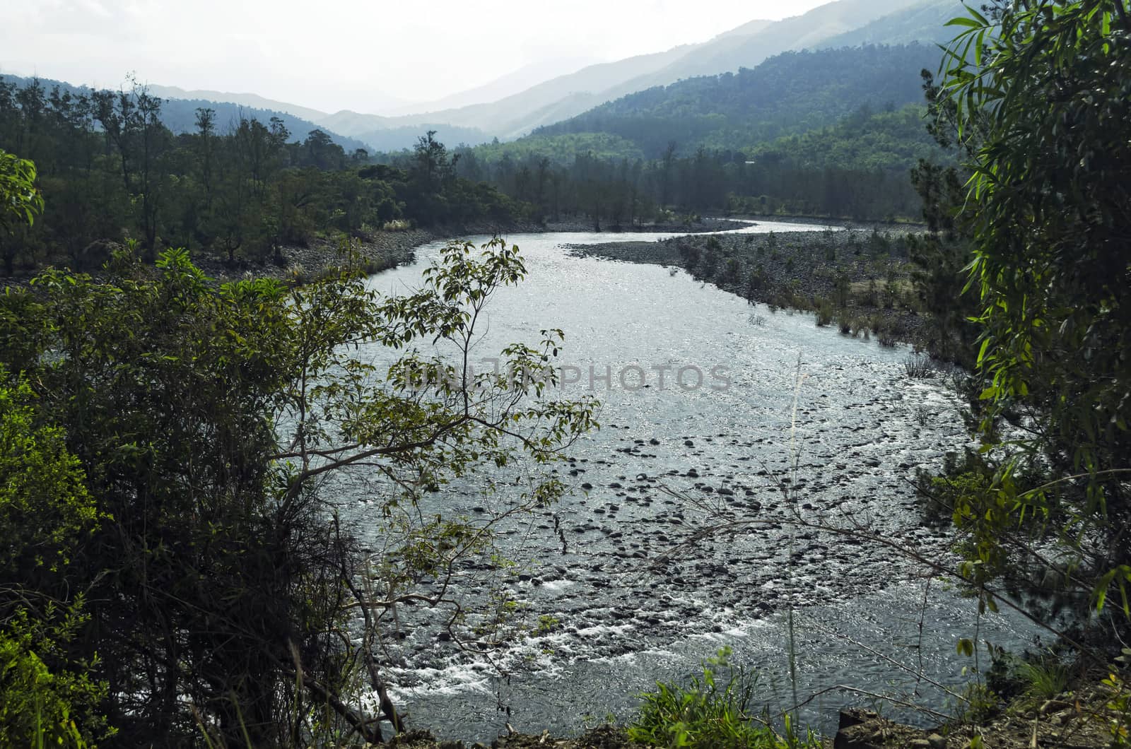 River winding across plain and mountains