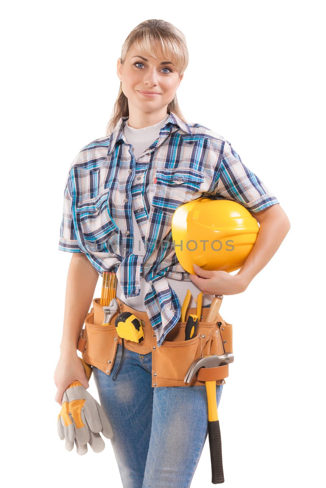 female worker with tools isolated by mihalec