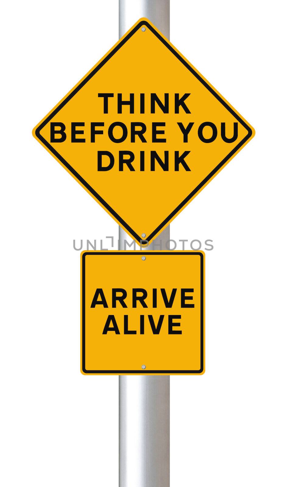 Modified road sign warning of the danger of drinking and driving