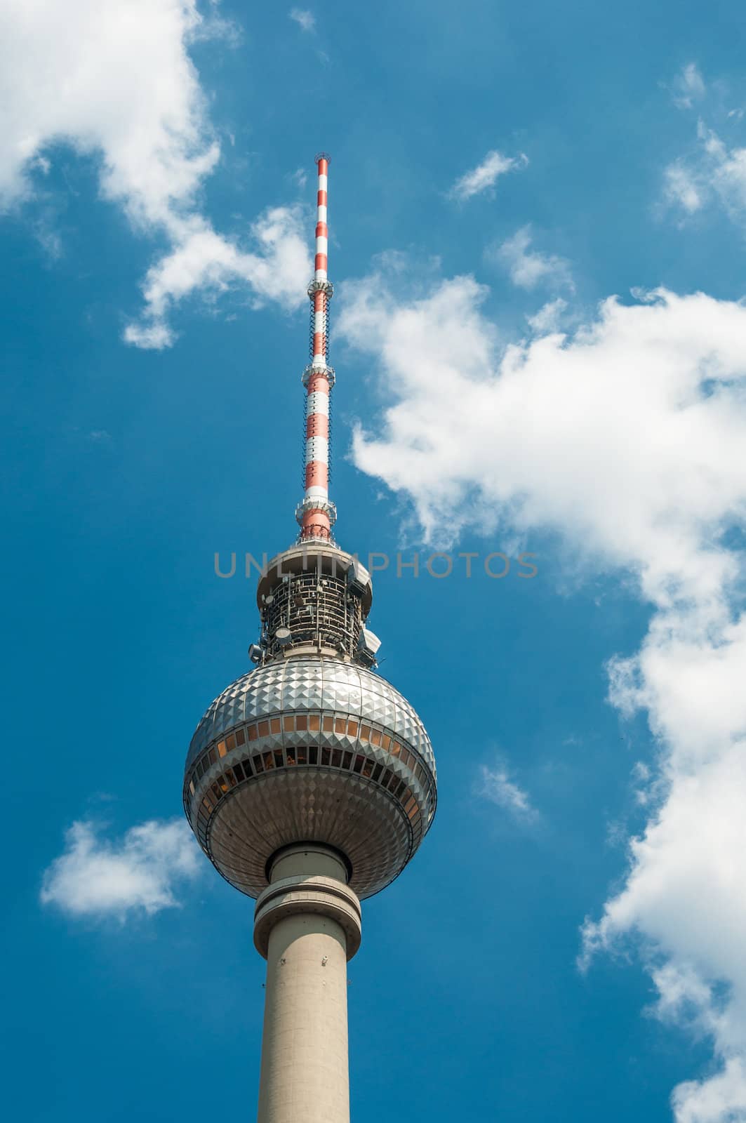 view of the high Fernsehturm in Berlin