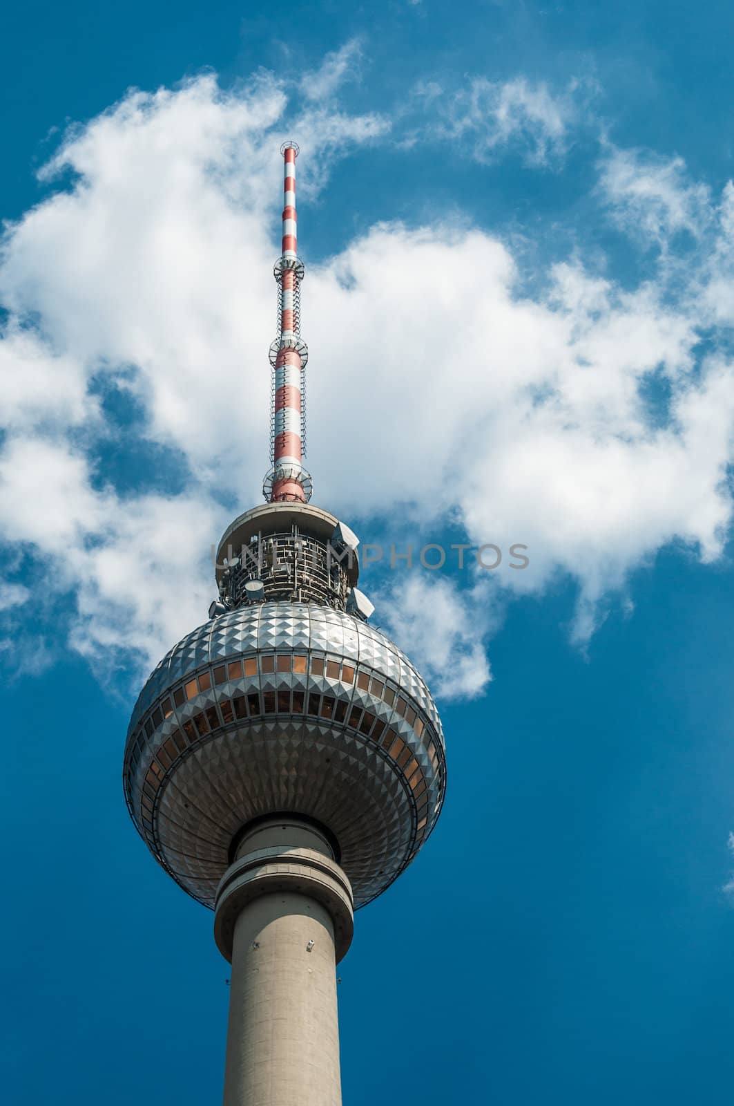 view of the high Fernsehturm in Berlin