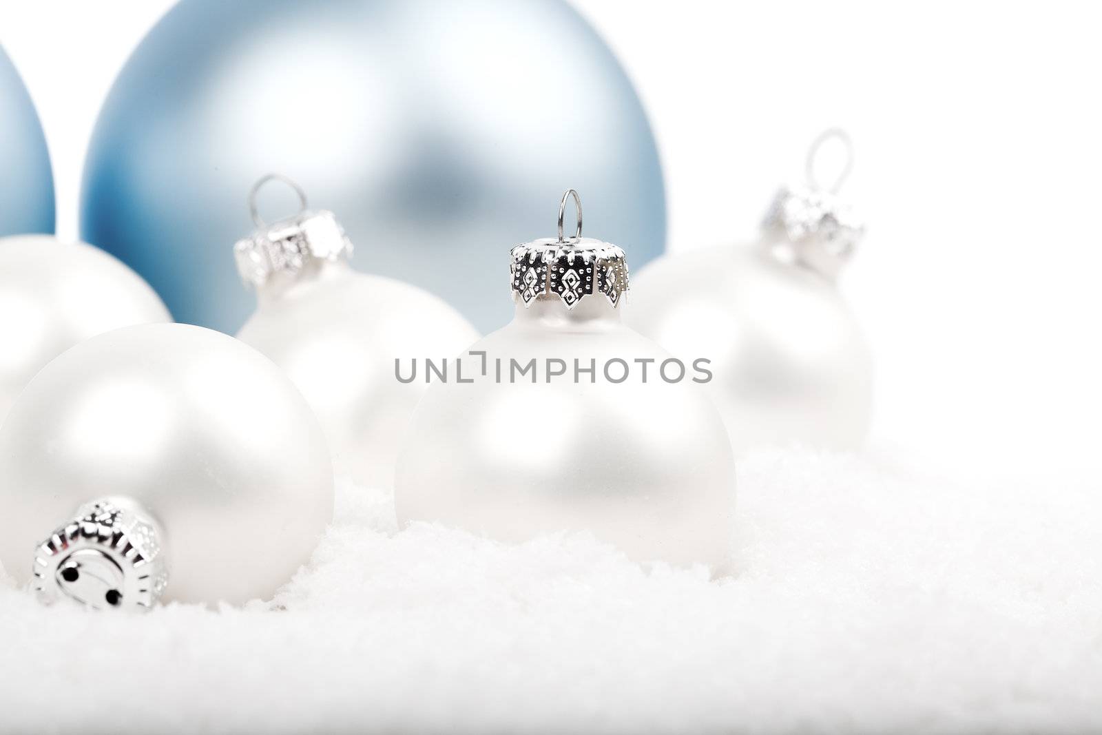 Christmas bauble with copy space, on  on white background