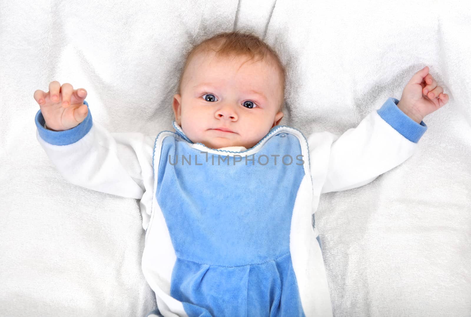 Baby Boy Portrait on the White blanket