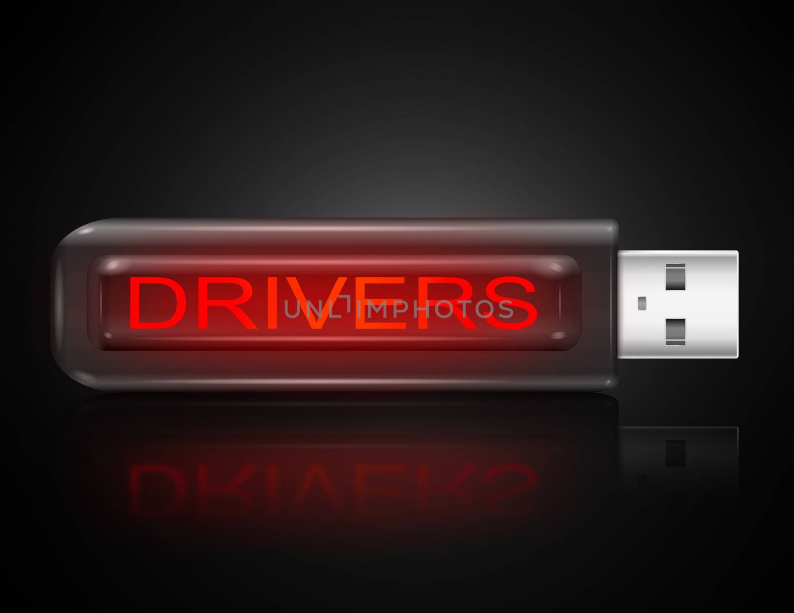 Illustration depicting a usb flash drive with a drivers concept.