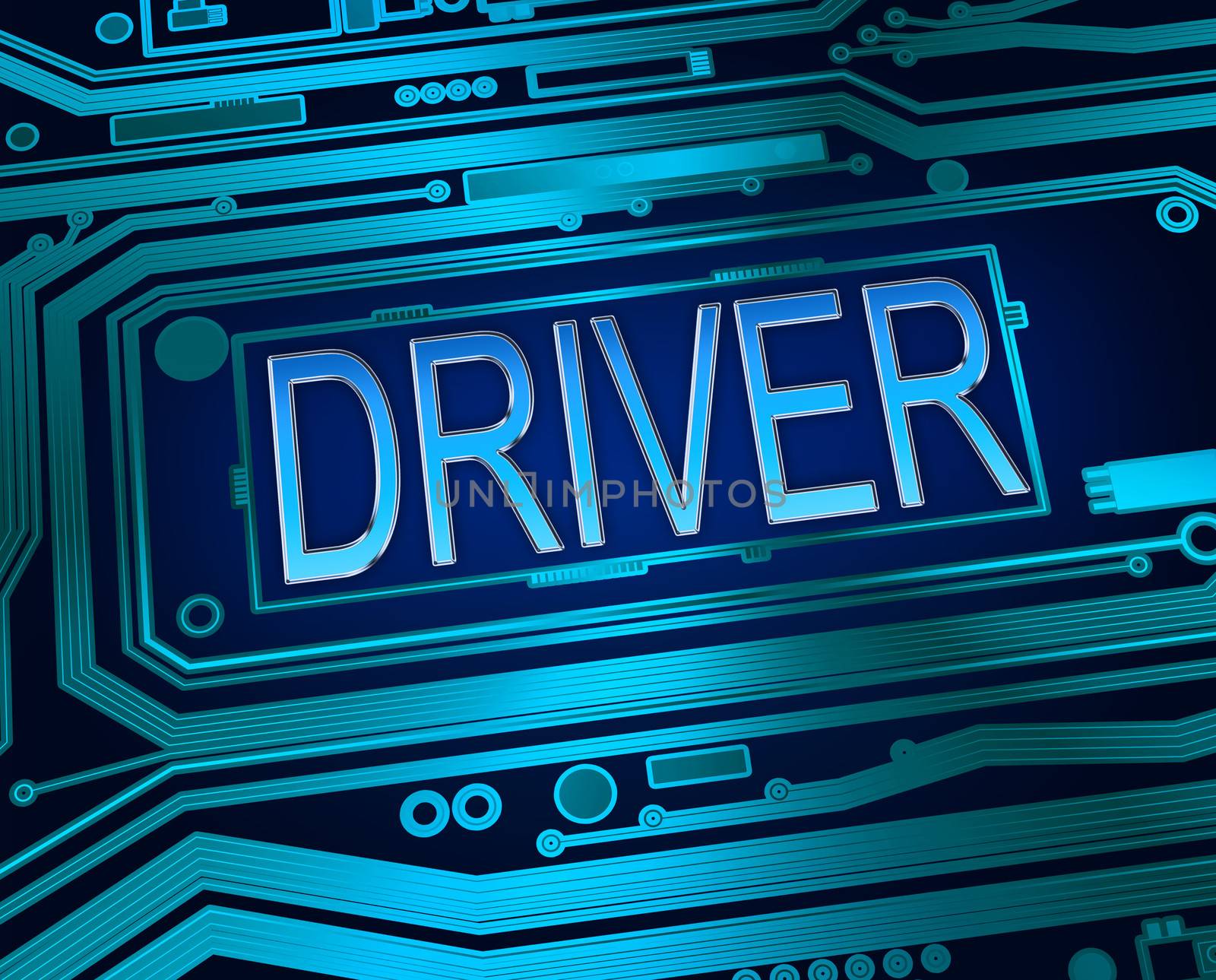 Abstract style illustration depicting printed circuit board components with a driver concept.