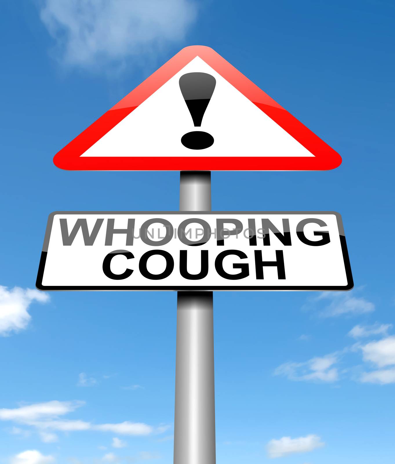 Illustration depicting a sign with a whooping cough concept.