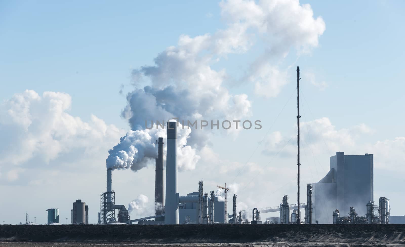 industrial skyline with refinery and power plant   by compuinfoto