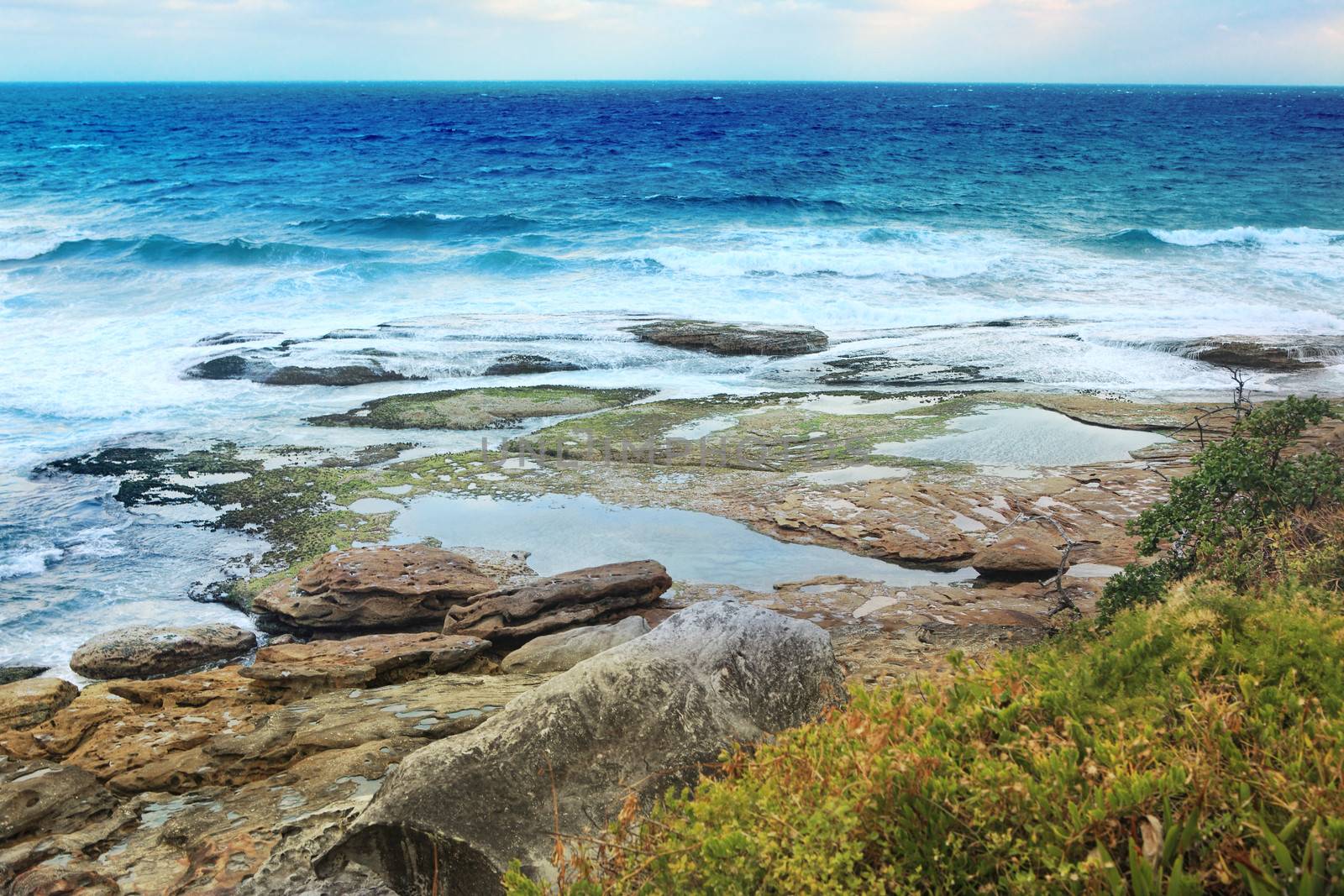 Tidal rocks at Tamarama Australia