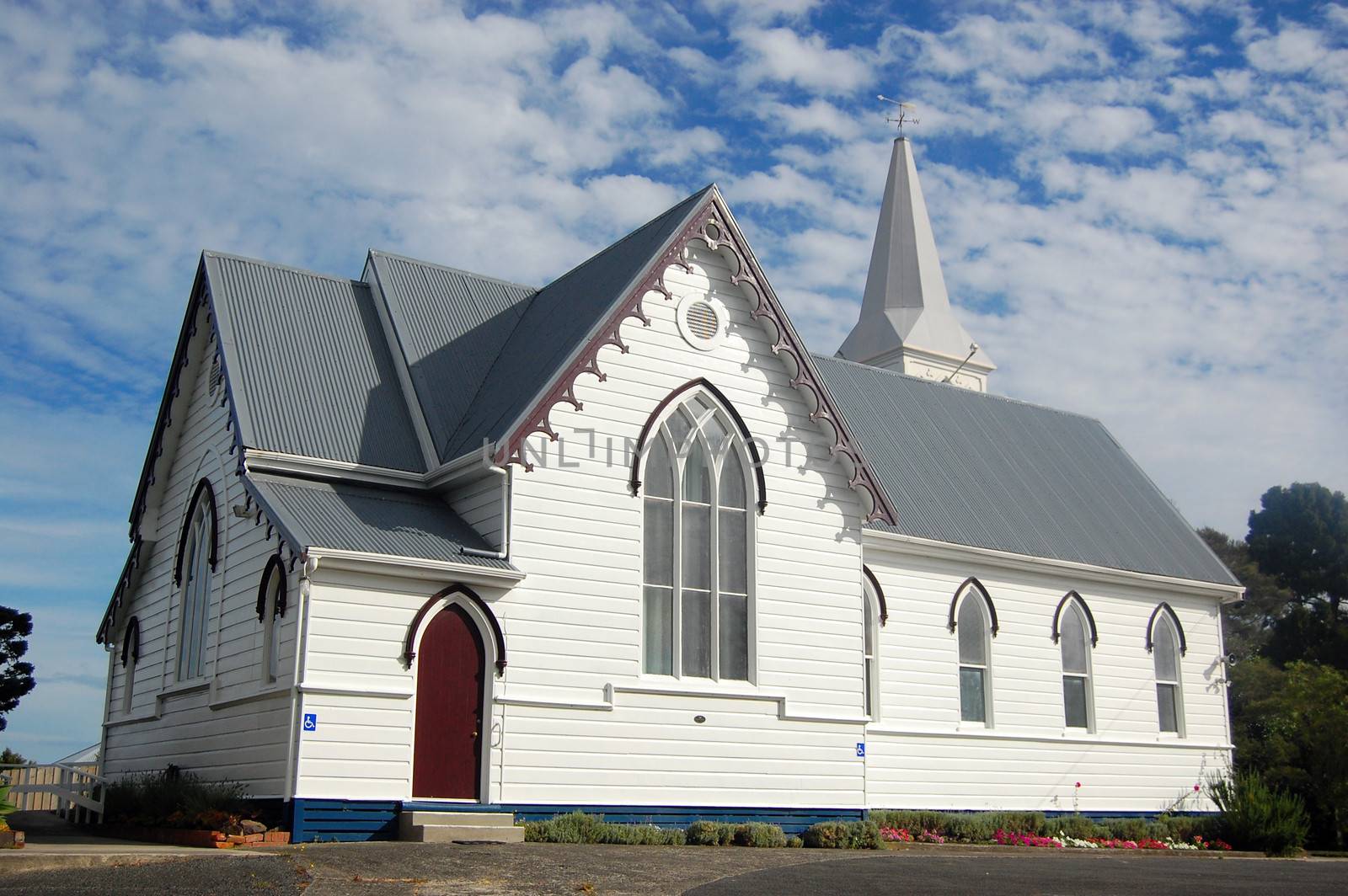 White timber chirch building, Dargaville town, New Zealand