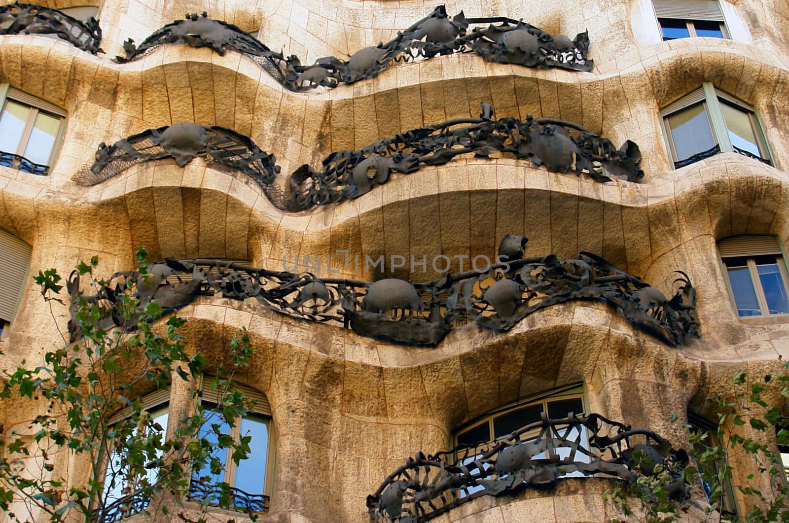 Casa Mila (also called La Pedrera) by Antoni Gaudi - facade - Barcelona