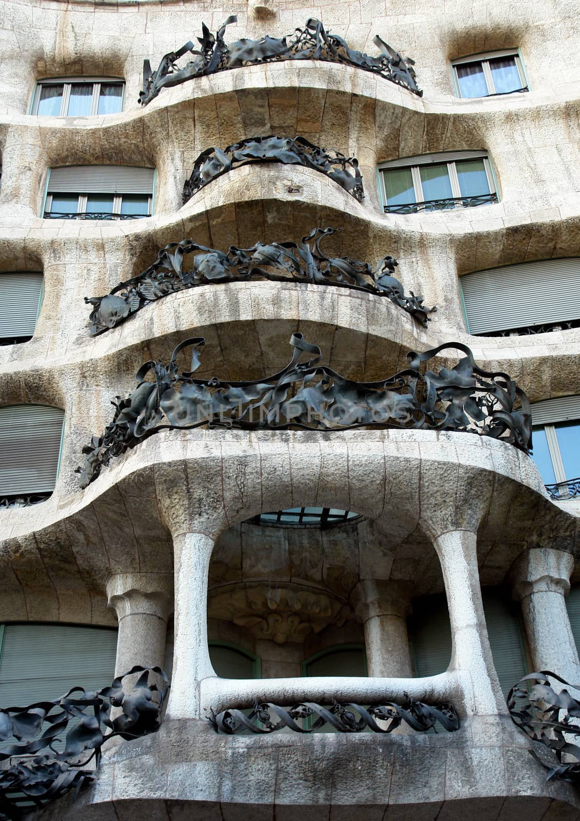 Casa Mila (also called La Pedrera) by Antoni Gaudi - facade - Barcelona