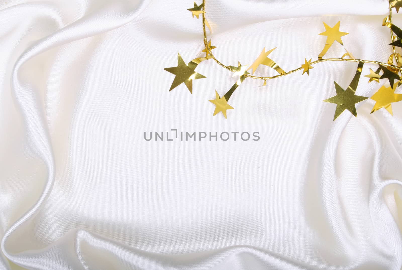 Golden stars and spangles on white silk by oxanatravel