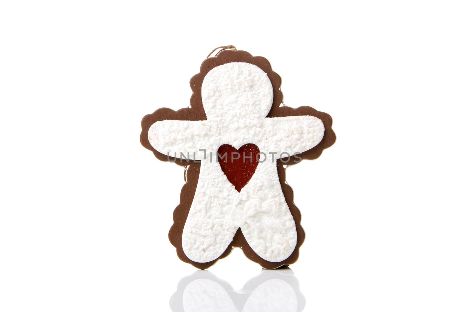 Gingerbread Man as a Christmas decoration with white background