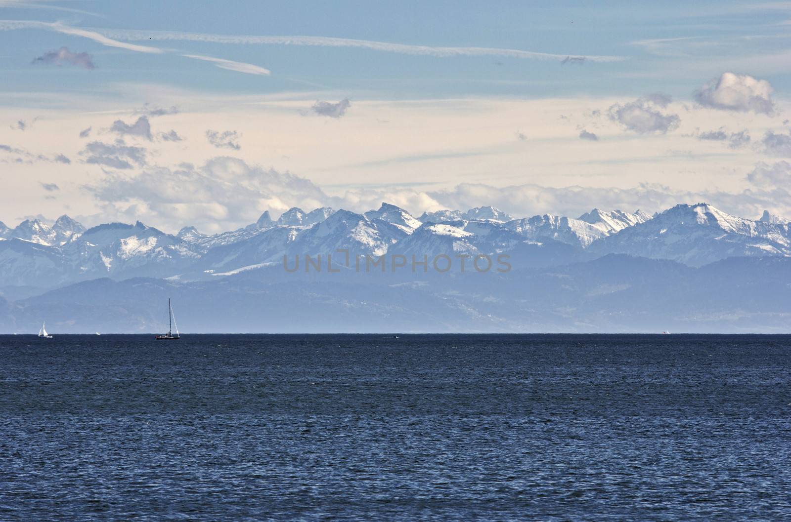 Lake of Constance View of alps