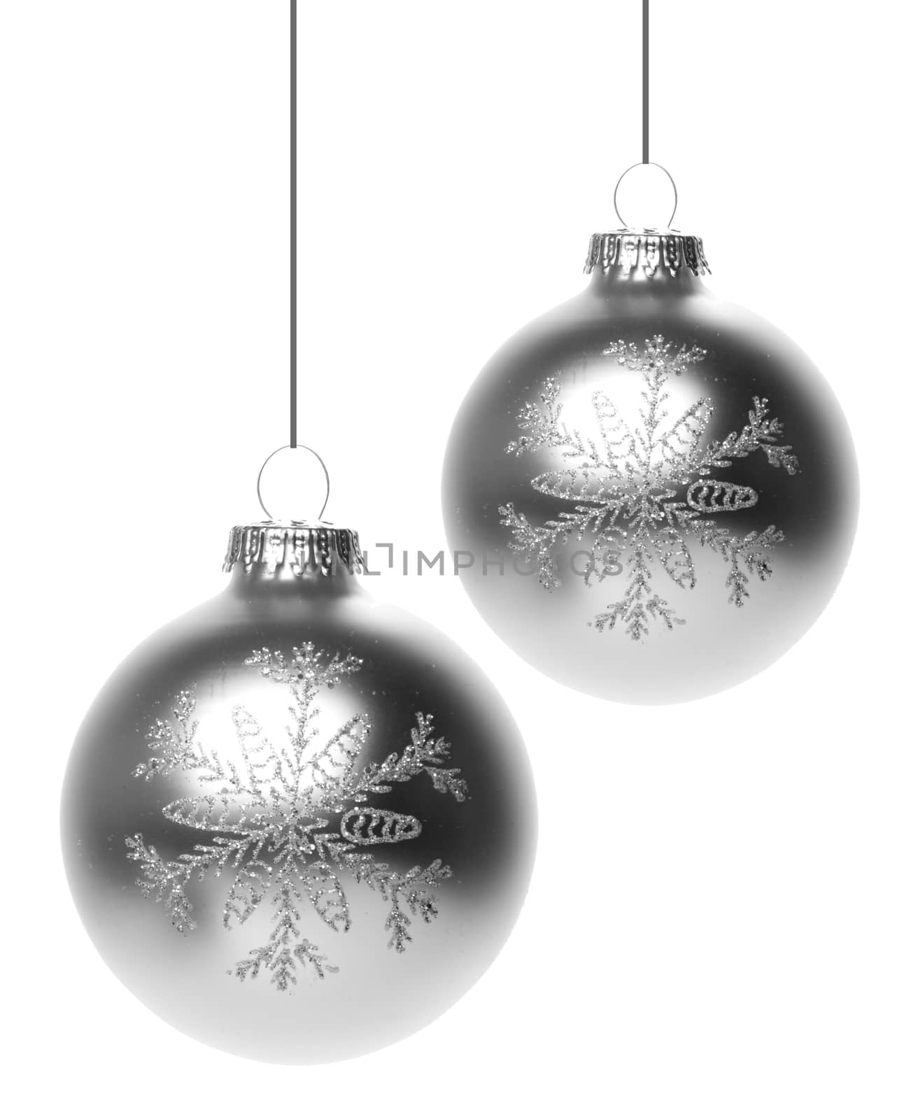 christmas, christmas baubles silver with white background