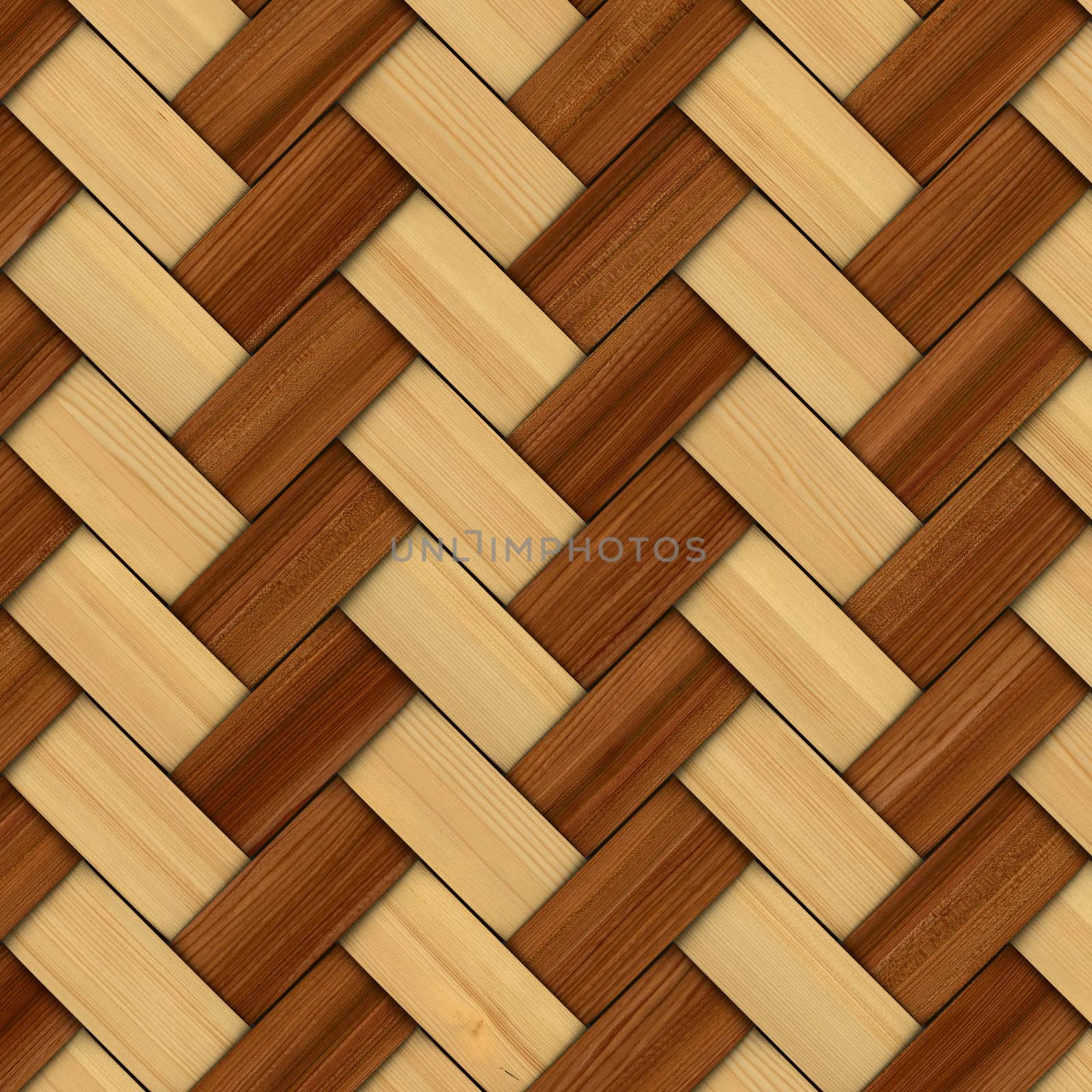 Abstract decorative wooden textured basket weaving. 3D image