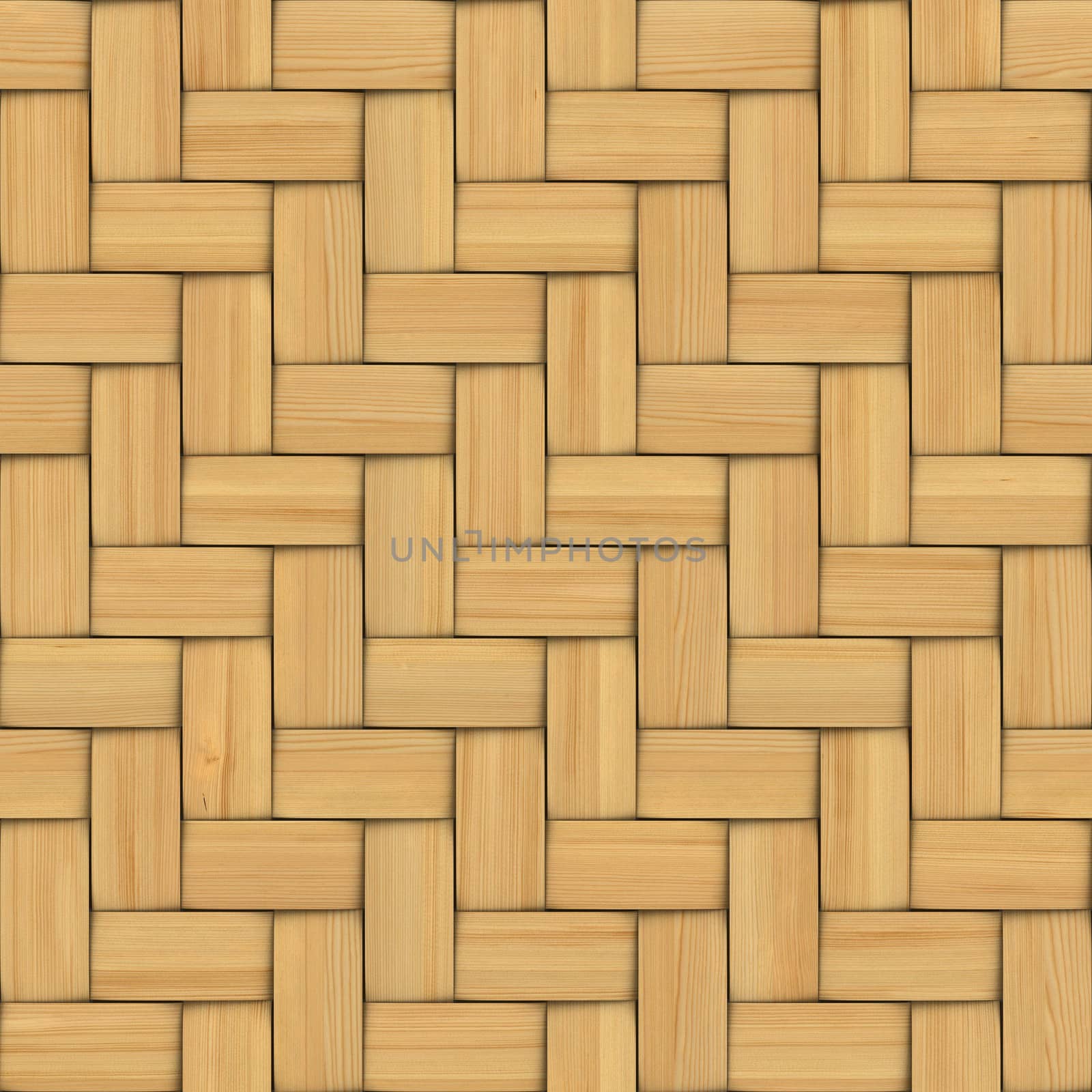 Abstract decorative wooden textured basket weaving. 3D image