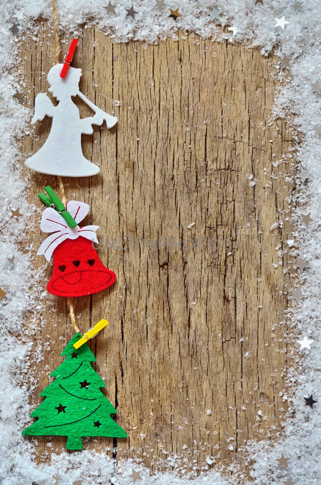 Christmas decoration on wooden background 