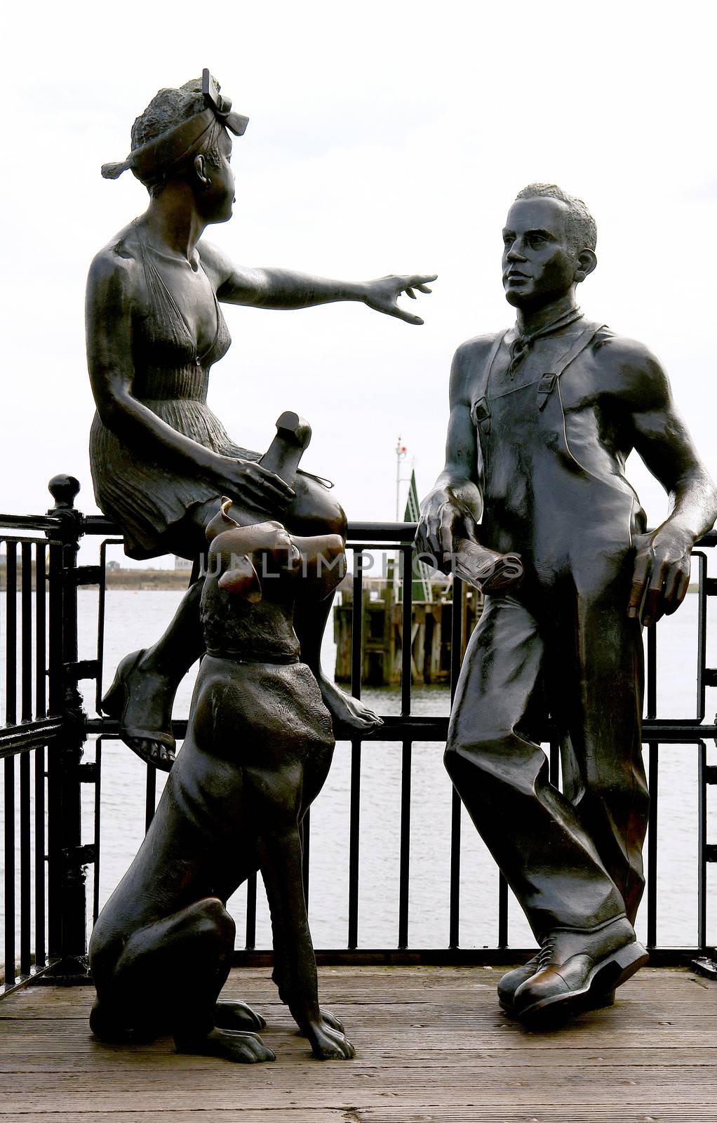 Urban sculpture named "people like us", in Cardiff bay. Wales. UK.