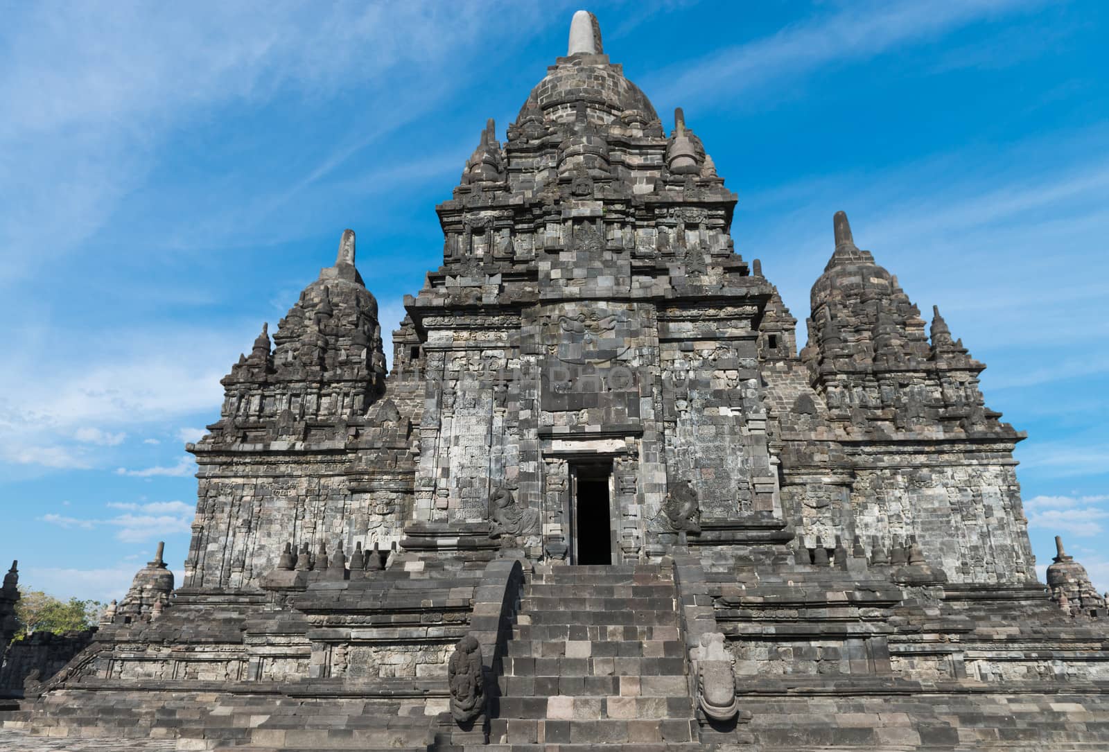 Main temple in Candi Sewu complex. Candi Sewu means 1000 temples, which links it to the legend of Loro Djonggrang. In fact this complex has 253 building structures (8th Century) and it is the second largest Buddhist temple in Java, Indonesia.