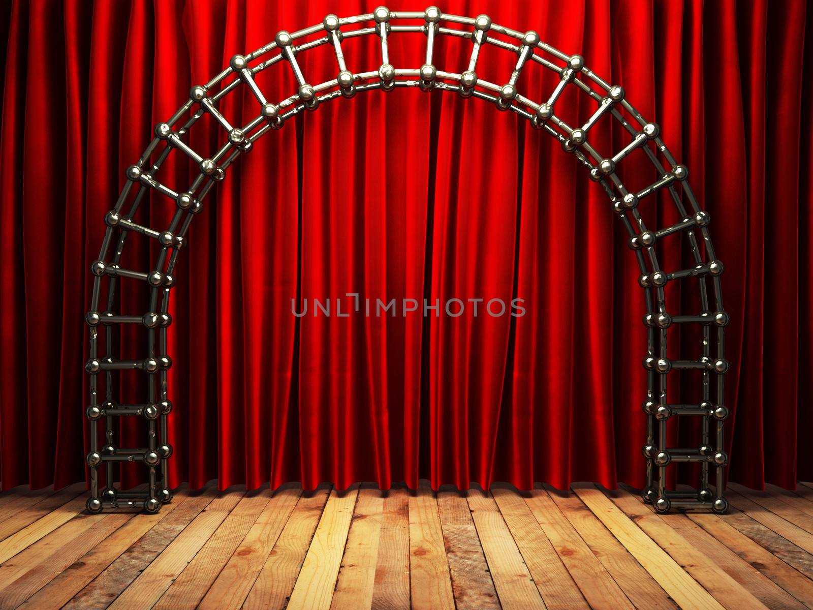 red fabrick curtain on stage by videodoctor
