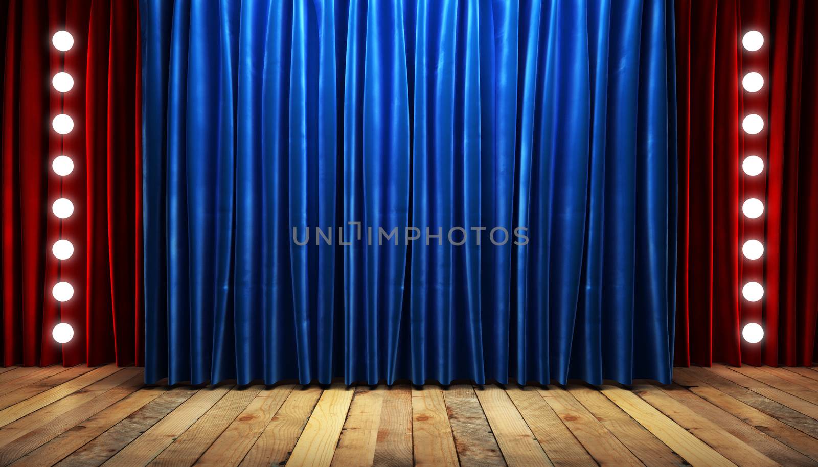 blue fabrick curtain on stage by videodoctor