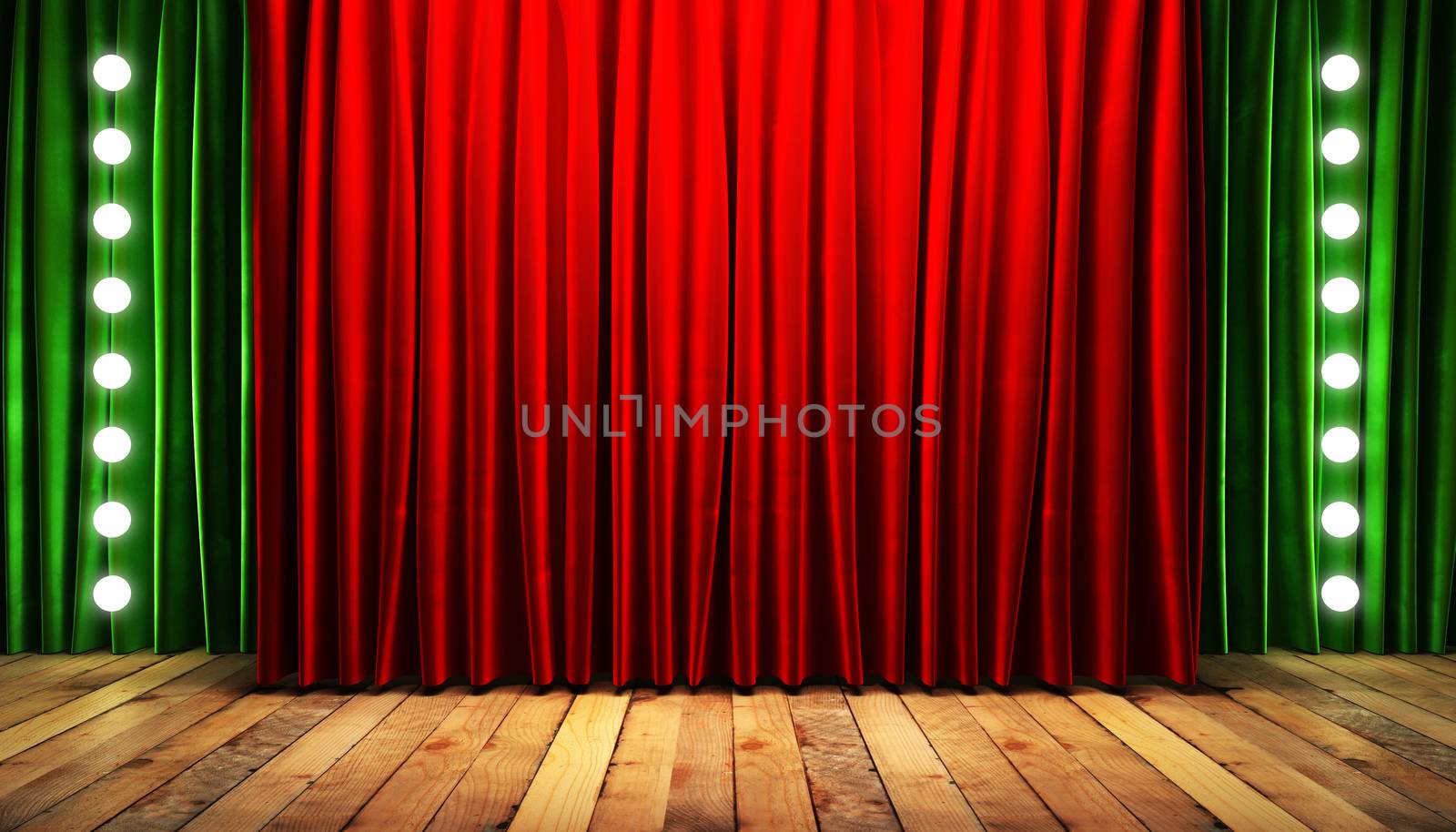 red fabrick curtain on stage by videodoctor