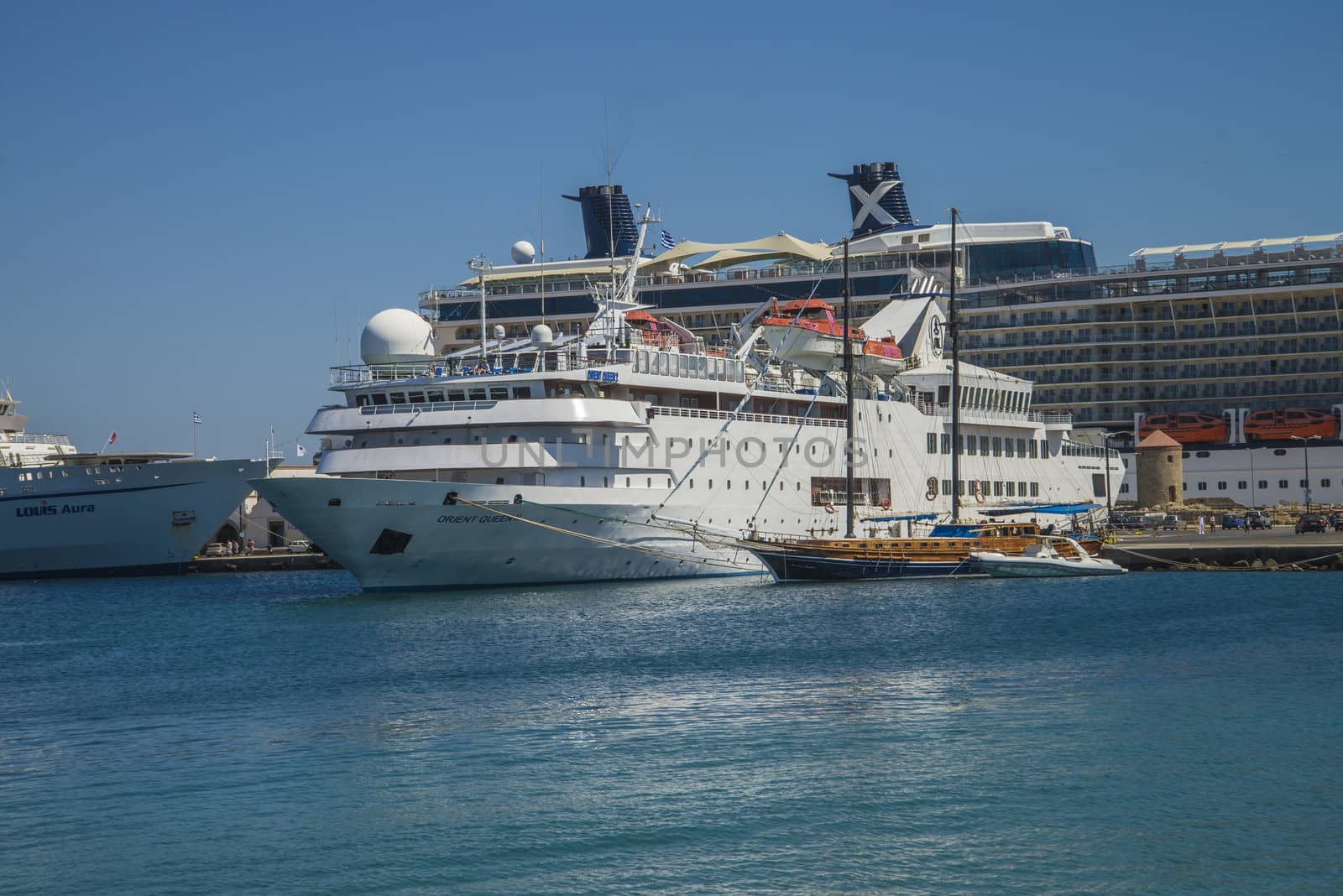 cruise ship in mandraki harbour by steirus