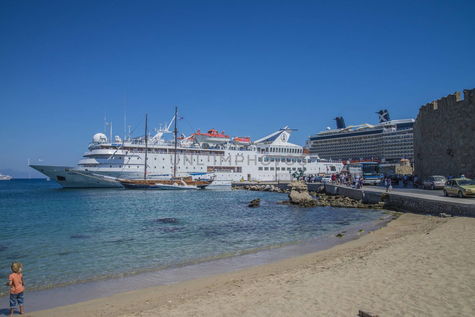 cruise ship in mandraki harbour by steirus