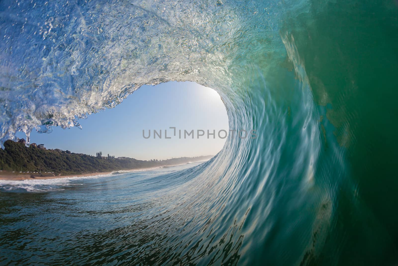 Water photo inside hollow curling crashing ocean wave