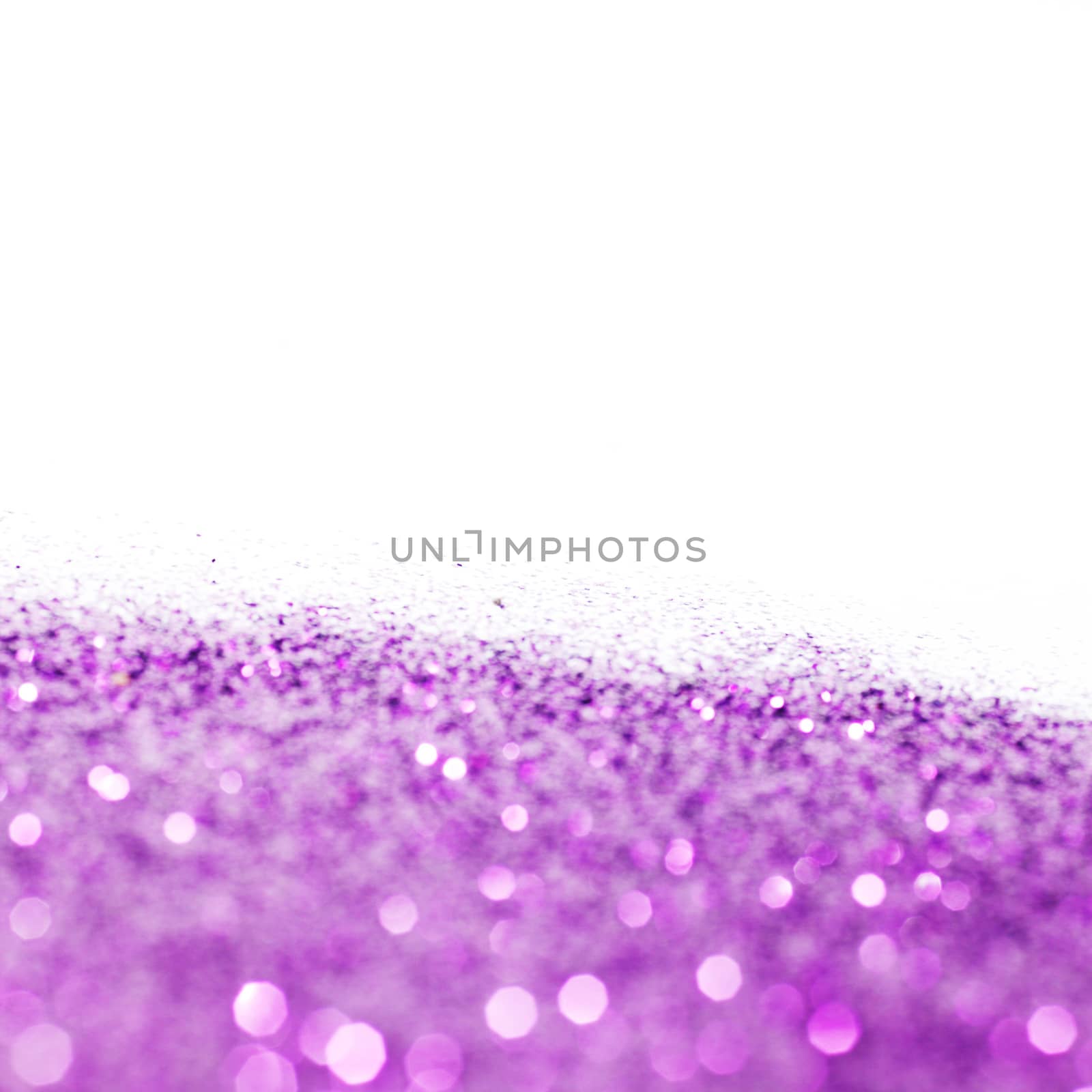 Purple shiny glitter holiday background with white copy space